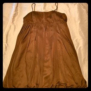 Brown silk mini dress